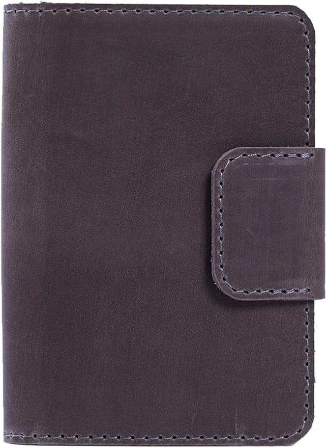 Grey Passport Holder for Travel with AirTag - Leather Passport Cover Compatible with Airtag Passports Wallet with Card Slots & Note Compartment, Magnetic Closure, Genuine Leather, Vintage Gray