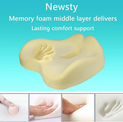 Pressure Relief Seat Cushion for Long Sitting Hours on Office, Home Chair, Car Memory Foam Office Chair Cushion for Back, Coccyx, Tailbone Pain Relief（Black）