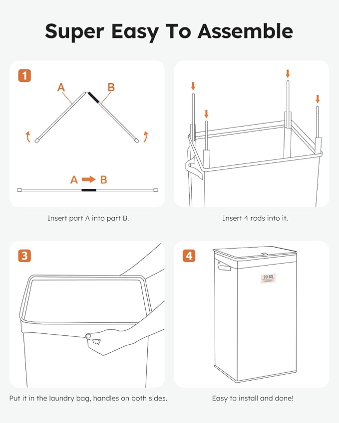 SOLEDI Laundry Hamper with Lid 100L Large & Tall Collapsible Laundry Basket, Clothes Hamper with Bag Removable Easy to Carry, Dirty Hampers for Bedroom, Bathroom, Dorm, College, Light Grey
