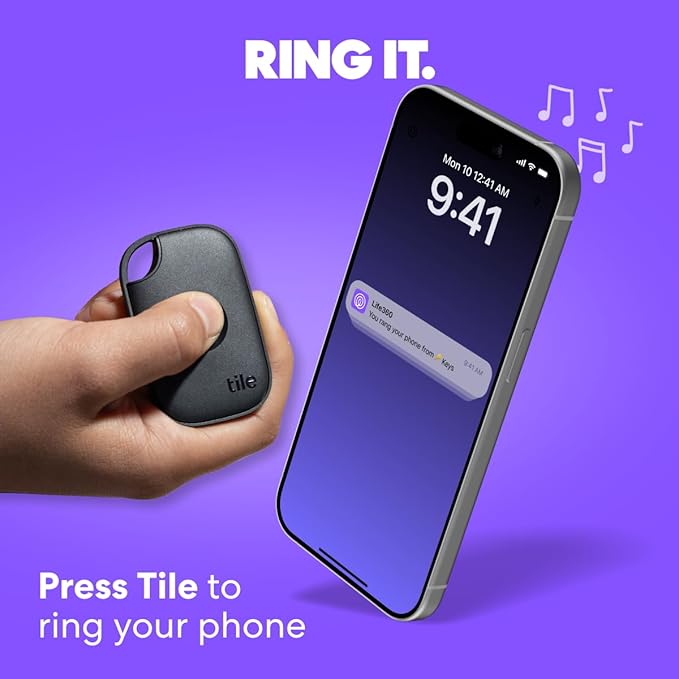 Tile by Life360 Pro - Powerful Bluetooth Tracker, Key Finder and Item Locator for Keys, Bags and More. Both iOS and Android Compatible. Phone Finder. 1-Pack (Black)