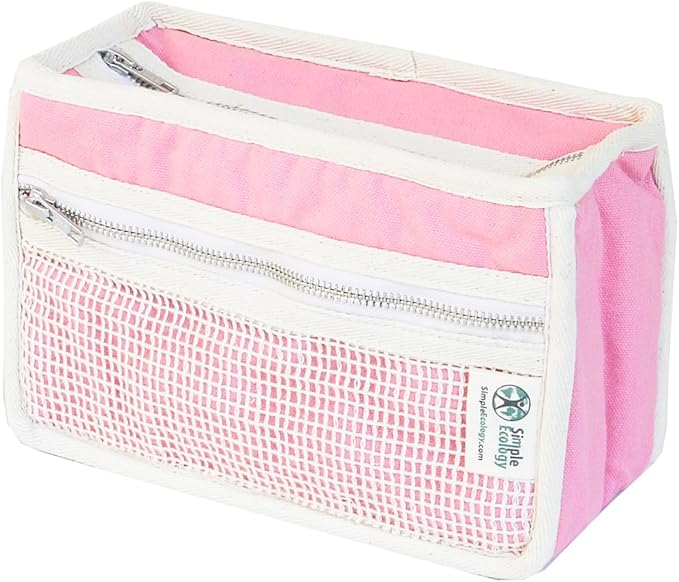 Simple Ecology Organic Cotton Canvas Padded Toiletry, Cosmetic, Travel Bag - Pink