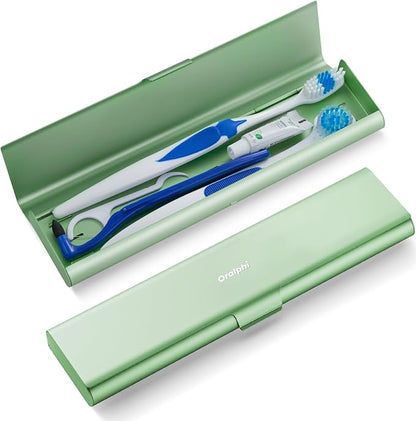 Wider Aluminum Toothbrush Travel Case, Portable Travel Toothbrush Holder, Durable Manual Toothbrush Box Container for Traveling, Bathroom, Camping, Business Trip, Green