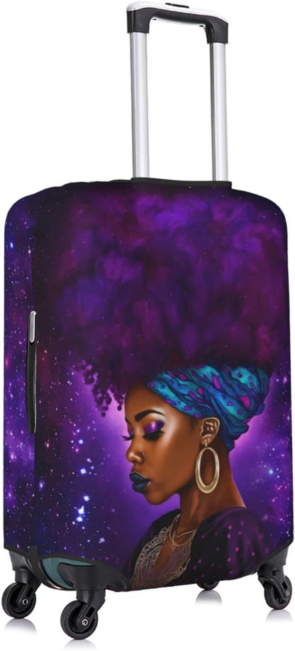 Suitcase Cover Anti-scratch Washable Suitcase Protector Medium Purple Galaxy Space for African American Woman Lady