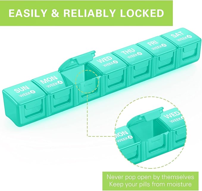 TookMag Monthly Pill Organizer 28 Day Pill Box, Travel Medicine Pill Organizer, Large 4 Weeks 1 Month Pill Cases with Dust-Proof Container for Pills/Vitamin/Fish Oil/Supplements