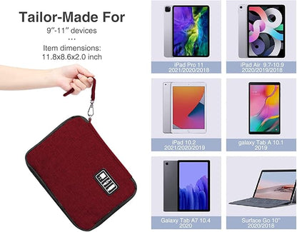 Luxtude Electronic Organizer Travel Case Large, Cord Organizer Travel, Large Cable Organizer Bag, Tech Bag for Cable Storage/Cord Storage/iPad Pro(up to 11")/Wall Charger/Electronic Accessories, Red