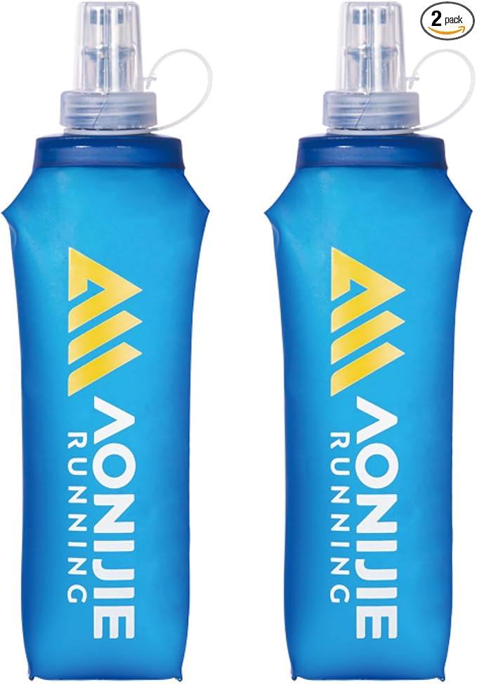 TRIWONDER Soft Flask Collapsible Water Bottles Running Bottle BPA-Free Foldable Handheld Runner Water Flask for Hydration Pack Marathon Hiking Cycling Climbing Travel (01# 500ml - Pack of 2)