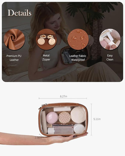 Pocmimut Clear Makeup Bags,Small Makeup Pouch with Large Cosmetic Bag Toiletry Bag Car Accessories Storage for Women Men,Travel Essentials Organizers,Brown