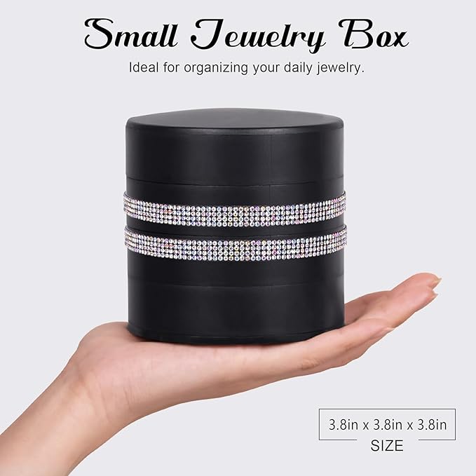 CONBOLA Jewelry Holder Organizer, Christmas Gifts Ideas for Women, Small Jewelry Storage Box Earring Holder, 5-Layer Rotating Jewelry Storage Tray with Lid for Bracelets Rings Bracelets