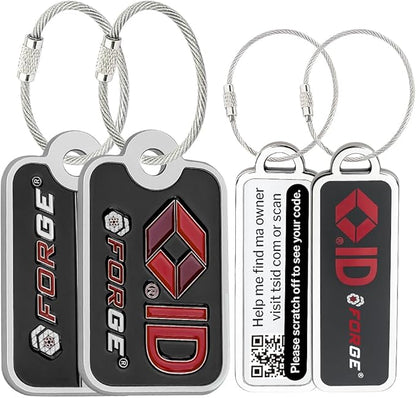 Forge Lost and Found Luggage Tags, Global Luggage Tracking Tag, WorldTracer Compatible, Travel Sentry Powered Baggage ID System for Luggage, Bags, Suitcases, and More (Black 2 Medium 2 Small)