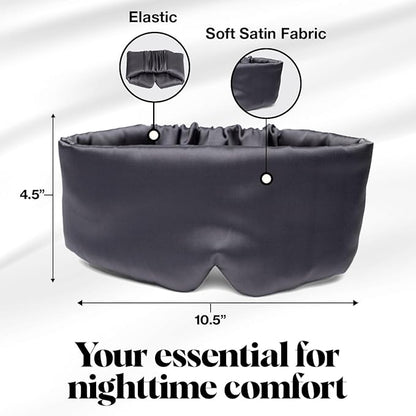 Kitsch Satin Sleep Mask - Eye Mask for Sleep, Softer Than Silk Satin Sleeping Mask Blindfold and Sleep Masks for Women and Men, Eye Care Travel Essentials - Charcoal Black