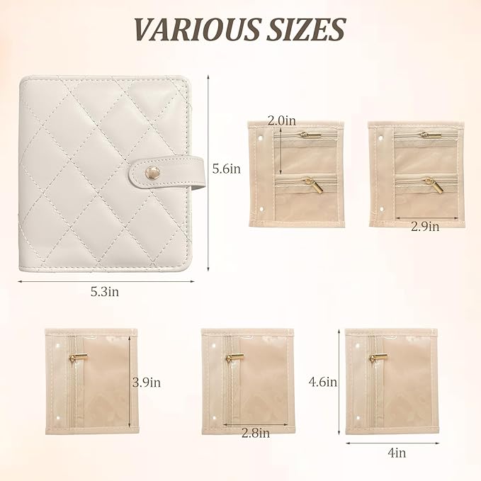 Velvet Travel Jewelry Organizer Book with Zipper Pouches – Anti-Tarnish, Scratch-Proof Jewelry Storage for Rings, Necklaces, Earrings, Bracelets – Portable Soft Case for Women (White)