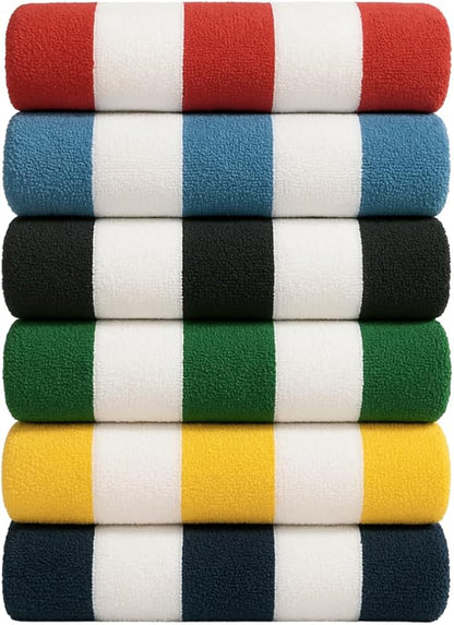 Cotton Turkish Beach Towel with Towels Oversized 30"x60" Pool Absorbent Extra Large Quick Dry Sand Travel Towel (Cabana Mix, 6 Pack)