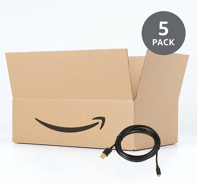 Amazon Basics 5-Pack USB-A to Micro USB Charging Cable, 480Mbps Transfer Speed with Gold-Plated Plugs, USB 2.0, 10 foot, Black