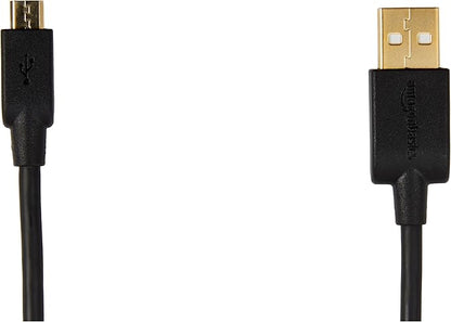 Amazon Basics 5-Pack USB-A to Micro USB Charging Cable, 480Mbps Transfer Speed with Gold-Plated Plugs, USB 2.0, 10 foot, Black