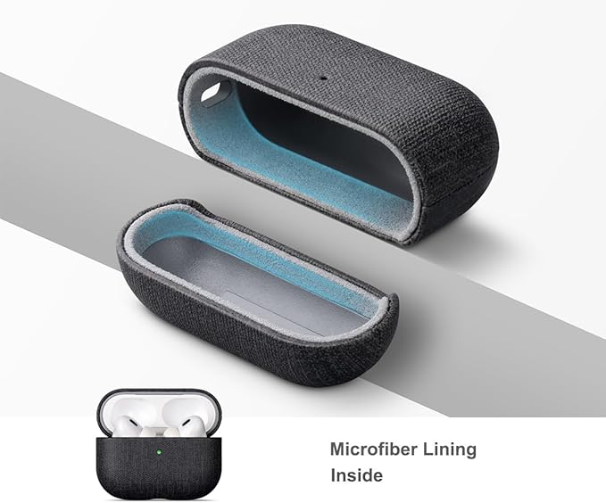 LOPIE for AirPods Pro 2nd Generation Case (Not for 3rd Gen) - Canvas Style Vegan Leather - Protective Hard Shell Cover for Men/Women - Handmade for AirPods Pro 2 Case Cover - Black