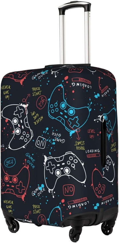 Joysticks Gamepad Game Luggage Cover Washable Suitcase Protector, Gamer Luggage Tag Travel Birthday Gifts For Men Women (M 22-25 Inch Luggage)