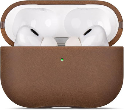 LOPIE Case for AirPods Pro 2nd Generation - Handmade AirPods Pro 2 Case Cover - Made of Crazy Horse Leather - Protective Hard Shell Cover Compatible with Wireless Charging - Vintage Style - Dark Brown