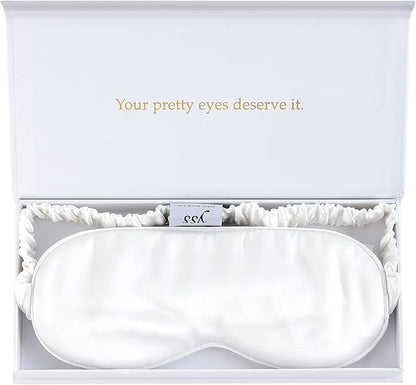Silk Sleep Mask Light Blocking Luxury 100% Mulberry 19mm Silk Eye Mask Eye Cover Blindfold Ultra Soft Light & Comfy Anti Aging Skin Care with Travel Bag Gift Package