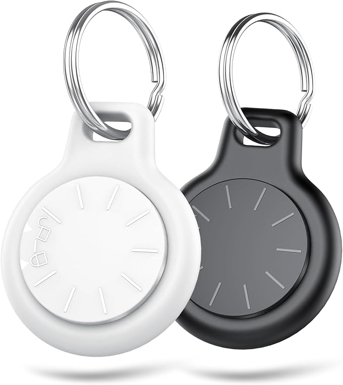 Bluetooth Tracker-Tag for Apple Find My (iOS Only), GPS Tracker with Replaceable Battery, Ideal as Keys, Luggage Tracker and Wallet Tracker, Suitable for Indoor & Outdoor Use,2-Pack (Black&White)