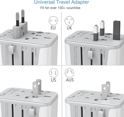 TESSAN Universal Travel Adapter, International Power Adapter with 4 USB Ports (1 USB C), Worldwide Plug Adaptor Wall Charger for USA to Europe UK France Germany Spain Ireland Australia(Type C/G/A/I)