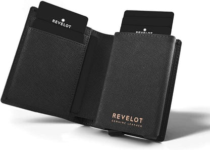 Revelot Cardholder Wallet/Genuine Leather with RFID Blocking / W1 (Black Saffiano)