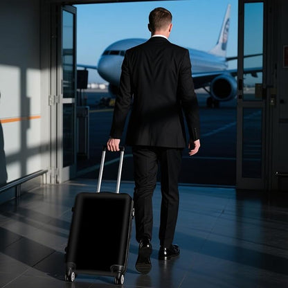 WUJIAONIAO Travel Luggage Cover Baggage Suitcase Cover Protector Skins 18-32 Inch (Pure Black, M (for 22-24 inch luggage))