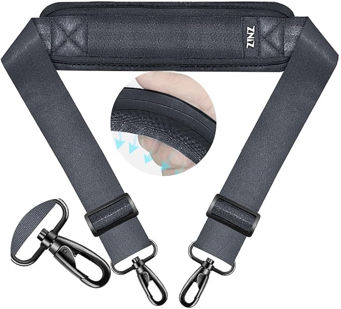 ZINZ 74" Shoulder Strap with Fixed Pad and Dual Balanced Buckles，Dark Gray