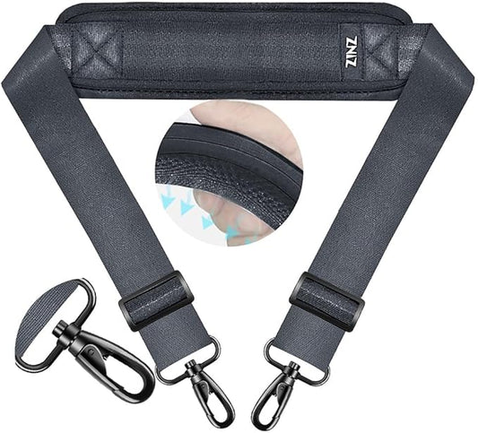 ZINZ 74" Shoulder Strap with Fixed Pad and Dual Balanced Buckles，Dark Gray