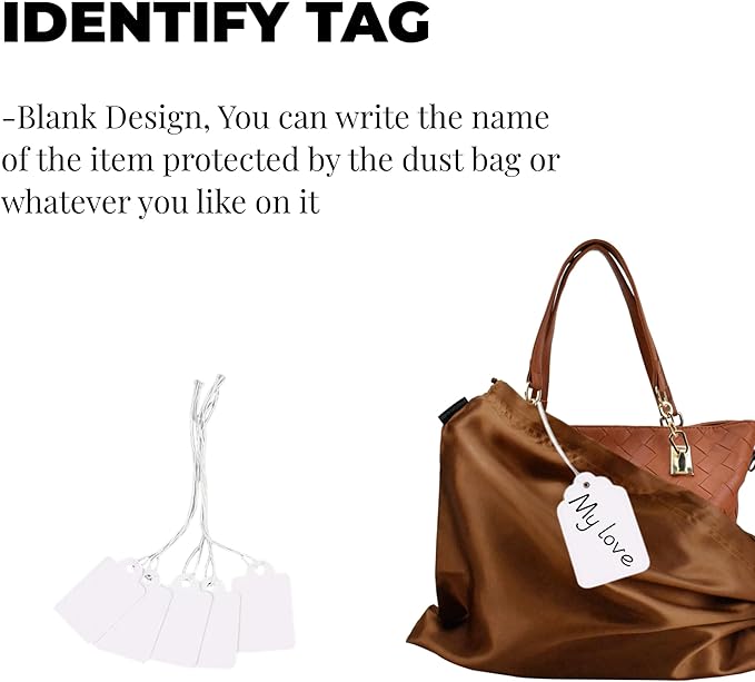 12 Pack Dust Bags for Handbags, Silk Cloth Bag With Drawstring Large Travel Storage Pouch for Handbag Purse Shoes Boots