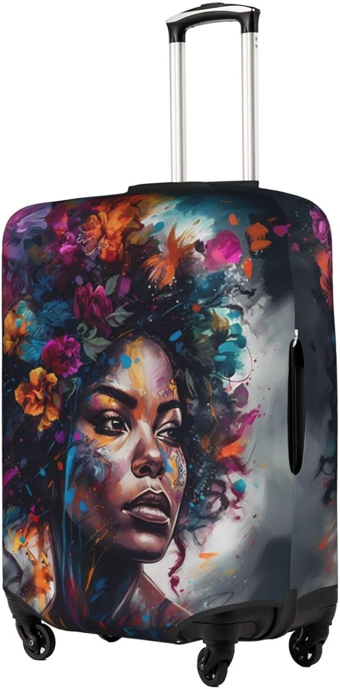 Suitcase protector cover tsa approved luggage cover for Suitcase Washable Suitcase Protector Anti-scratch Suitcase cover Large African American Afro Woman, stlye100
