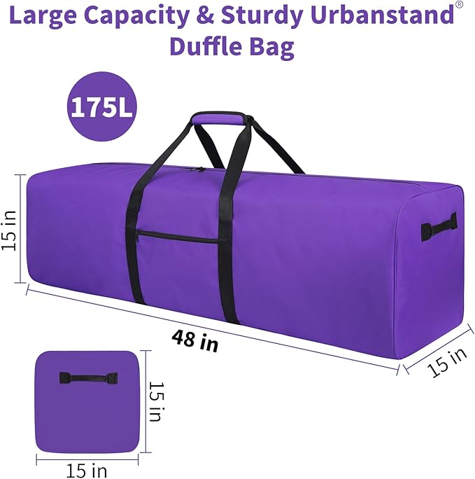 Urbanstand 48 Inch Travel Duffle Bag Extra Large Sport Equipment Duffel Bags with 2-way Lockable Zippers, Purple