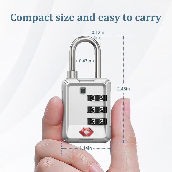 Joyway Luggage Locks TSA Approved, Travel Lock with Zinc Alloy Body, Open Alert, Easy Read Dials, for Travel Suitcase, Bag, Backpack, Tent, Fence, Lockers