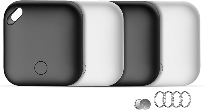 Air Tracker Tags-4 Pack, Smart Bluetooth Tracker Tag, Item Finder Works with Apple Find My (iOS Only) App, Keys Finder and Item Locator for Luggage, Backpack, Suitcases, Replaceable Battery