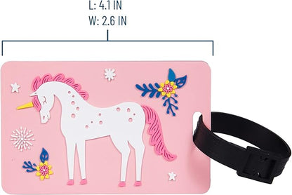 Wildkin Kids Luggage Tags – Set of 2, Durable Bag Tags w/Info Card for Suitcases & Backpacks - Magical Unicorns