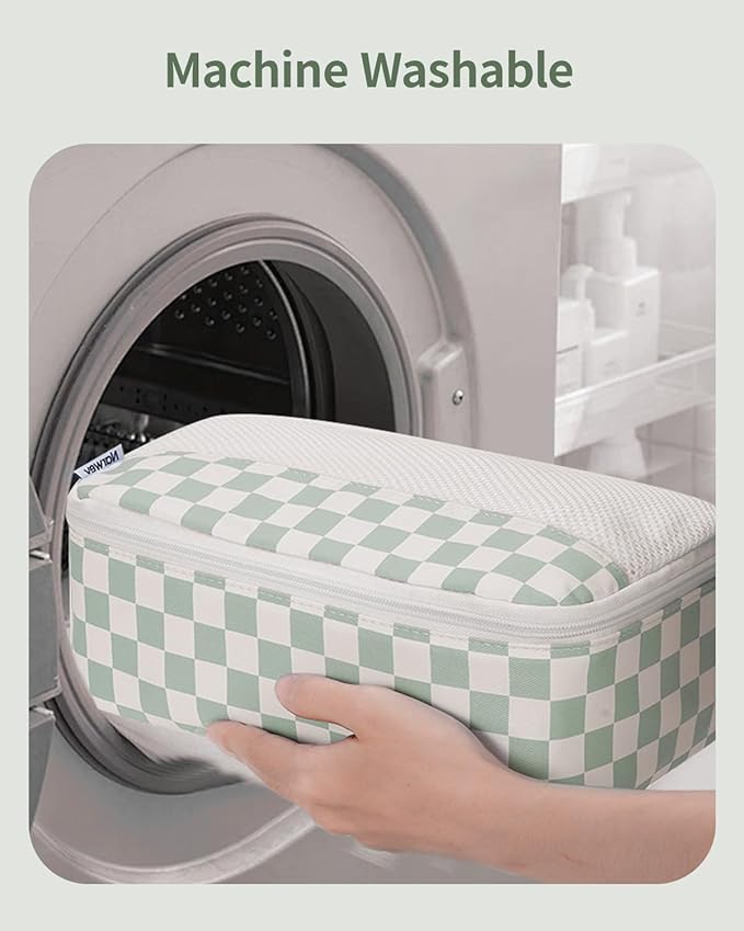 Narwey 7 Set Checkered Packing Cubes for Travel Carry on Suitcase Luggage Organizer Bags for Kids Women Men, Durable Packing Organizers Bag, Travel Essentials Accessories (Mint Green Checkerboard)