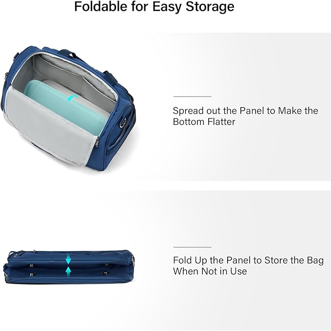 Hanke Underseat Carry On luggage Bags for Travel, Foldable Travel Bags for Women, Soft Lightweight Personal Item Travel Bag Small Carry On Bags for Airplanes, Travel Tote Bags for Women Men.（Blue）