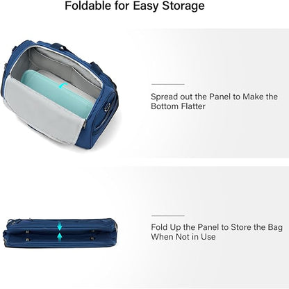 Hanke Underseat Carry On luggage Bags for Travel, Foldable Travel Bags for Women, Soft Lightweight Personal Item Travel Bag Small Carry On Bags for Airplanes, Travel Tote Bags for Women Men.（Blue）