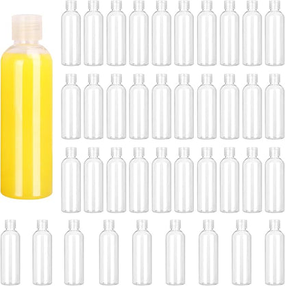 40 Pack 7 oz Plastic Bottles with Caps, Clear Flip Top Empty Bottles, Cosmetic Containers for Lotion and Shampoo, Travel-Friendly Bottles, BPA-Free for Liquids and Personal Care?200ml