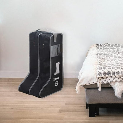 2 Pack Portable Boots Storage Bag, Black Shoe Bags for Storage and Travel Dust Proof Travel Shoe Bags for Packing (Large)