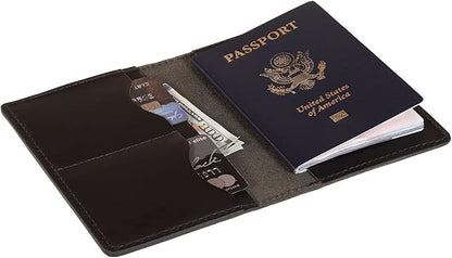 Passport Cover – Handmade Vintage Leather Travel Wallet Fits Standard Passports & 3.5" x 5.5" Pocket Notebooks – Slim Passport Holder with 2 Card Slots & Interior Pocket (Black)