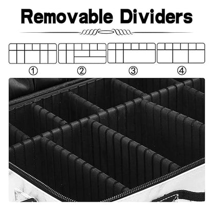 gzcz Large Capacity Travel Makeup Case Organizer,Professional Cosmetic Bags for Women,Waterproof PU Leather Makeup Bag with Adjustable Dividers and Shoulder Strap for Brushes and Jewelry