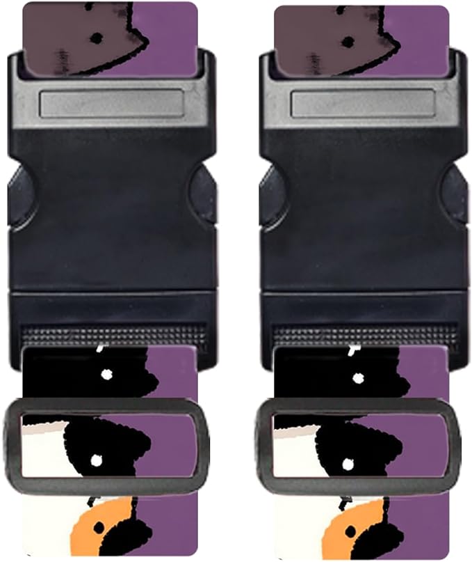 Nuxovilar Luggage Straps of 2 Set Cartoon Cats on Purple Pattern, Durable Material 1.96 * 70.86 Inches for Suitcases, Travel Essentials for 22-28 Inch Luggage, Perfect for Pet Lovers, Leisure Trips