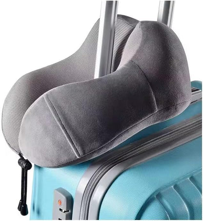 Airplane Travel Neck Pillow, 100% Memory Foam Ergonomic Neck Support, Airplanes Neck Pillow with Washable Cover Travel Essential for Flight, Office includes Eye Masks, Earplugs & Carry Bag (Dark Gray)