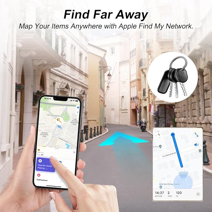 Find My - Keys Finder Locator with Sound, 4 Pack Air Tracker Smart Tag Through [Apple MFi Certified] (iOS Only), Bluetooth Tracker for Apple Find My, for Key, Bags, Luggage, Pet, Wallet