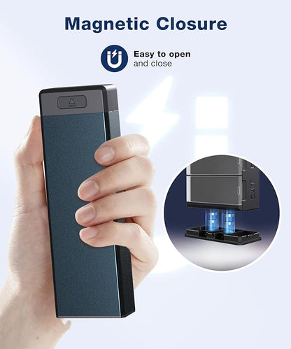 HEIYING 7 Days Pill Organizer with Aluminum Shell for One Week Capacity, Portable Metal Pill Case to Hold Vitamin, Medicine, Supplements