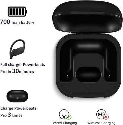 Jinstyles Replacement Charging Case Compatible for Powerbeats Pro, Charger Case with Bluetooth Pairing Sync Button, 700 mAh Built-in Battery, Capable of Charging 3 Times