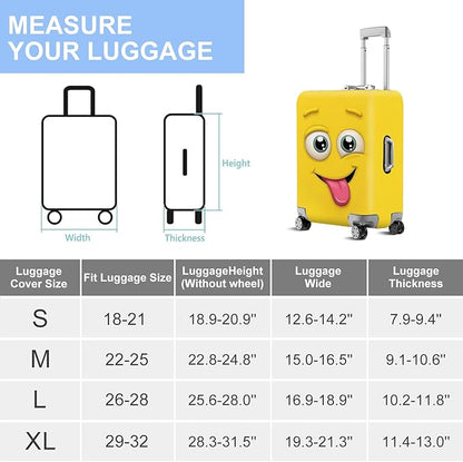 ANNA QUEEN Cut Funny Emoticons Yellow Luggage Cover Washable Suitcase Protector Suitcase Cover Anti-Scratch,Stretchable Fit for 18-32Inch Luggage,Travel Bag Cover L(fits 26-28Inch suitcase)