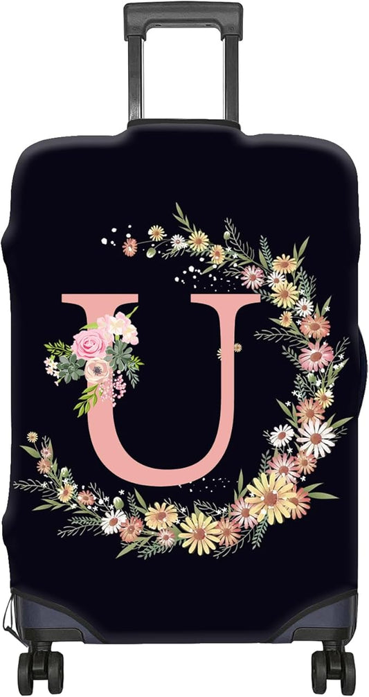 Luggage Suitcase Cover Protector Luggage Elastic Washable Baggage Covers Initial Cute Aesthetic for Unisex Women Girls Travel Trip XL(30-32 inch)-Letter U