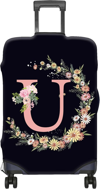 Luggage Suitcase Cover Protector Luggage Elastic Washable Baggage Covers Initial Cute Aesthetic for Unisex Women Girls Travel Trip L(26-29 inch)-Letter U