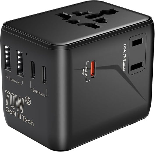 Universal Travel Adapter International Plug - HICHOR 70W European Travel Plug Adapter Worldwide US AUS EU UK Spain Germany Ireland Italy All-in-one Travel Outlet Power Adapter